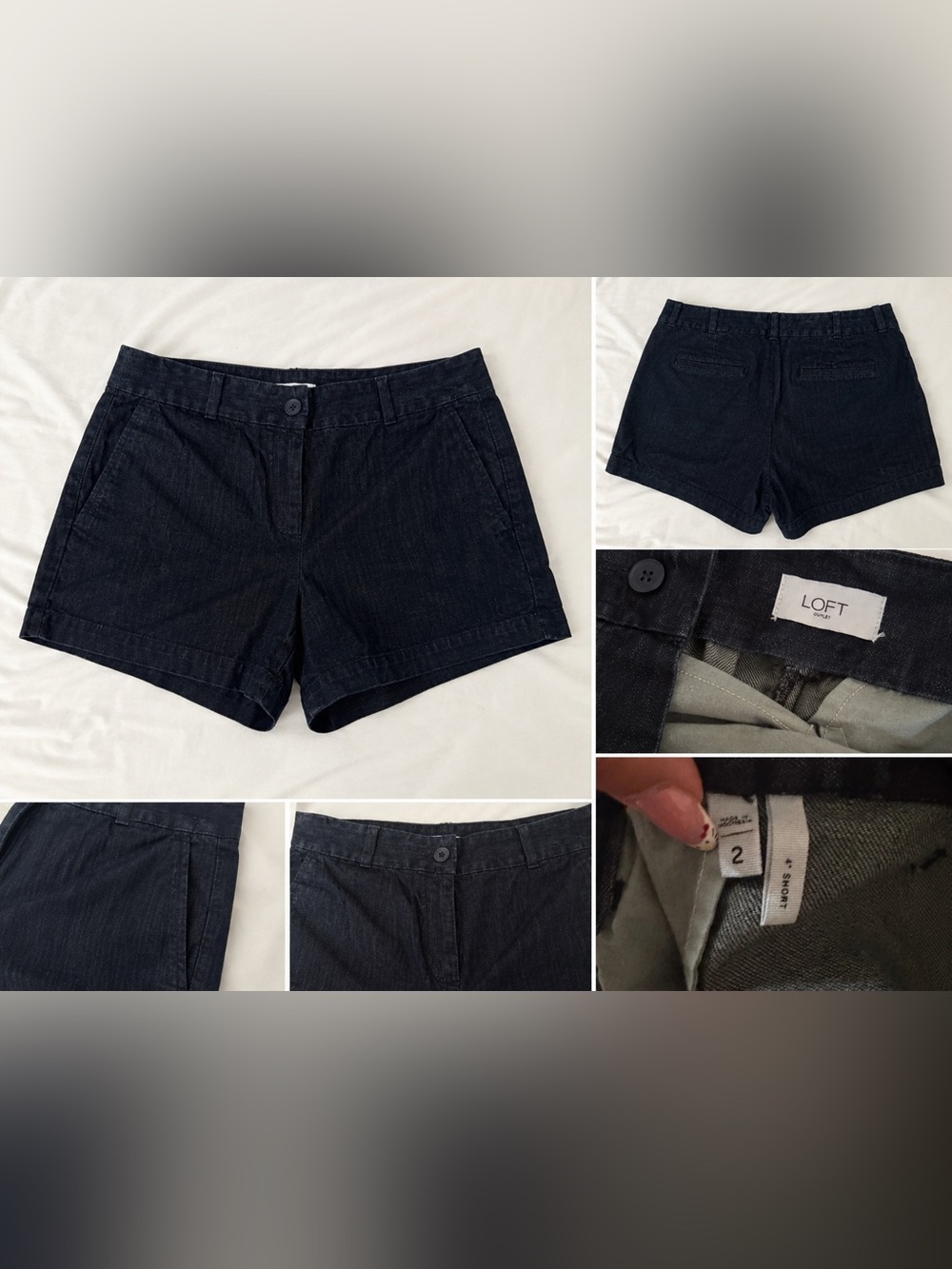 LOFT Black Cotton Blend Tailored Jean-Style Shorts